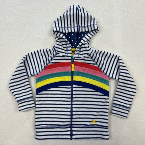 Mini Boden Towelling Rainbow Striped Full Zip Hoodie Size 6-7Y - Picture 1 of 7